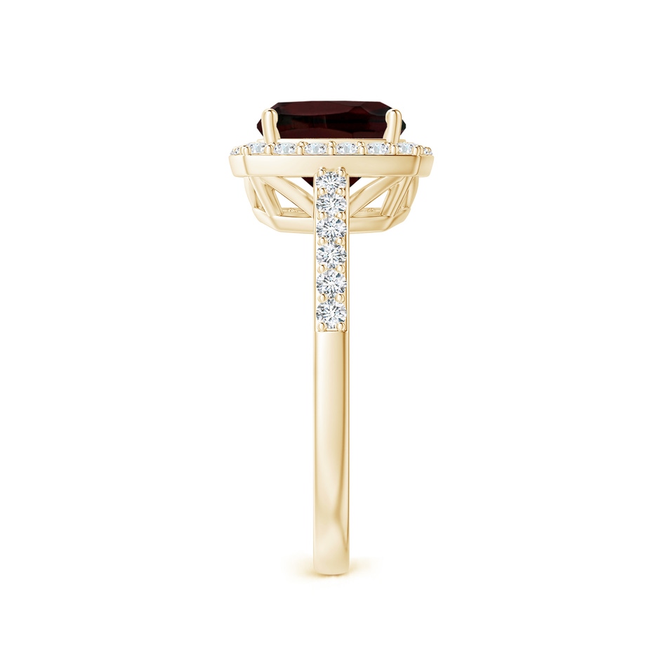 8mm A Cushion Garnet Engagement Ring with Diamond Halo in Yellow Gold side 2