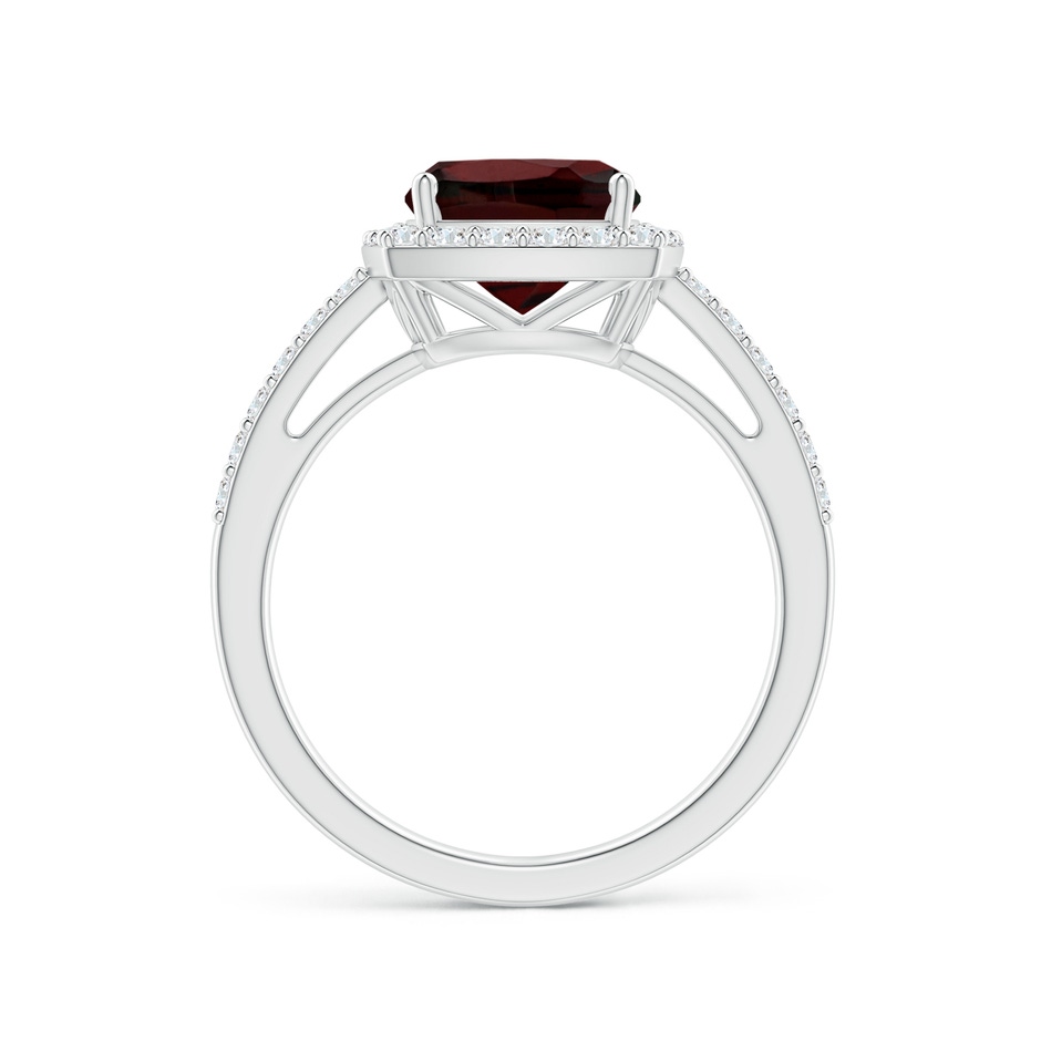 8mm AA Cushion Garnet Engagement Ring with Diamond Halo in White Gold side 1