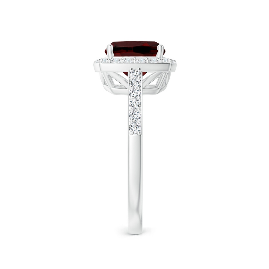 8mm AAA Cushion Garnet Engagement Ring with Diamond Halo in White Gold side 2