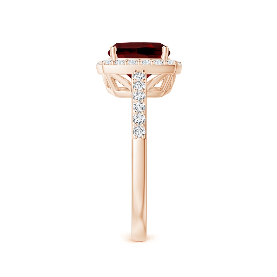 8mm AAAA Cushion Garnet Engagement Ring with Diamond Halo in Rose Gold side 2