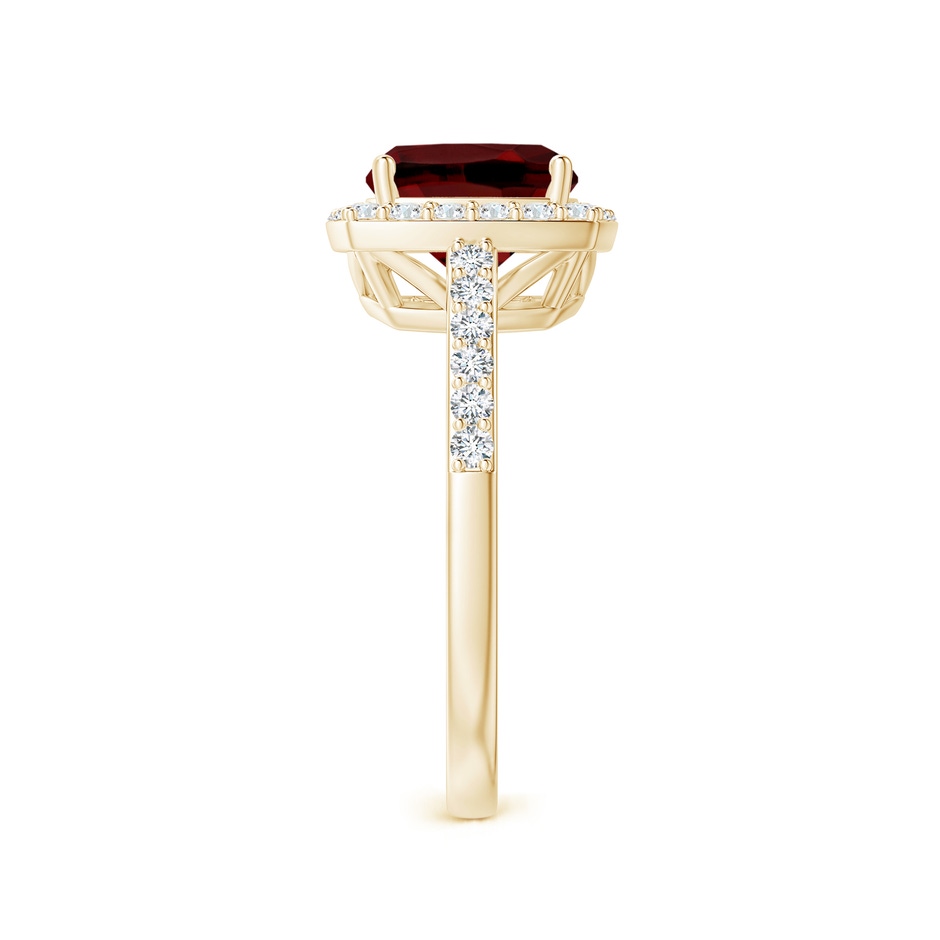 8mm AAAA Cushion Garnet Engagement Ring with Diamond Halo in Yellow Gold side 2