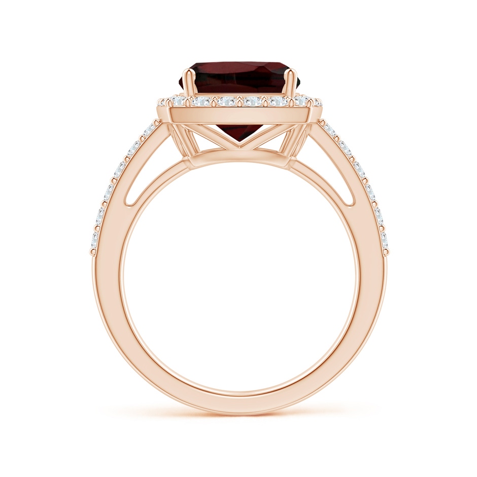 9mm AA Cushion Garnet Engagement Ring with Diamond Halo in Rose Gold side 1
