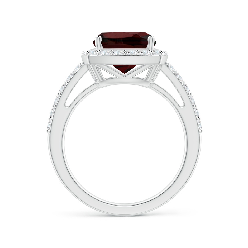 9mm AA Cushion Garnet Engagement Ring with Diamond Halo in White Gold side 1