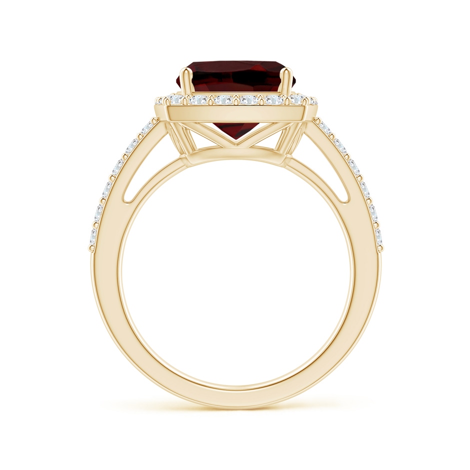 9mm AAA Cushion Garnet Engagement Ring with Diamond Halo in Yellow Gold side 1