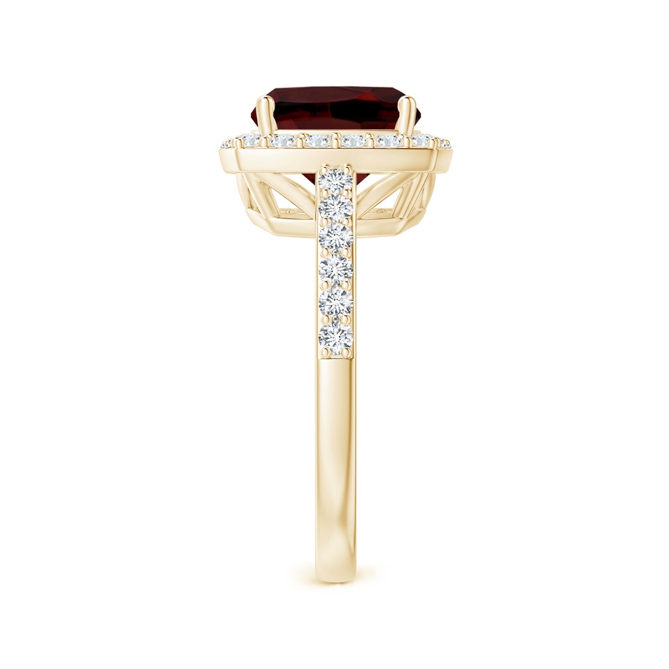 9mm AAA Cushion Garnet Engagement Ring with Diamond Halo in Yellow Gold side 2