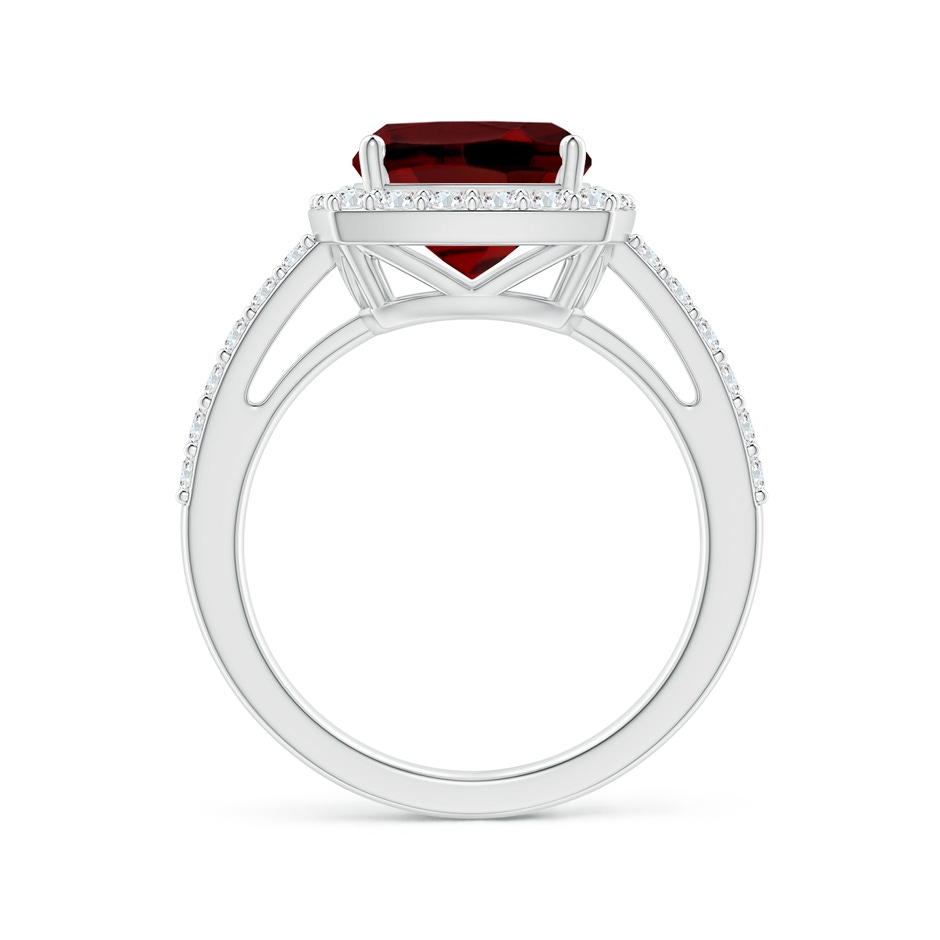 9mm AAAA Cushion Garnet Engagement Ring with Diamond Halo in White Gold side 1