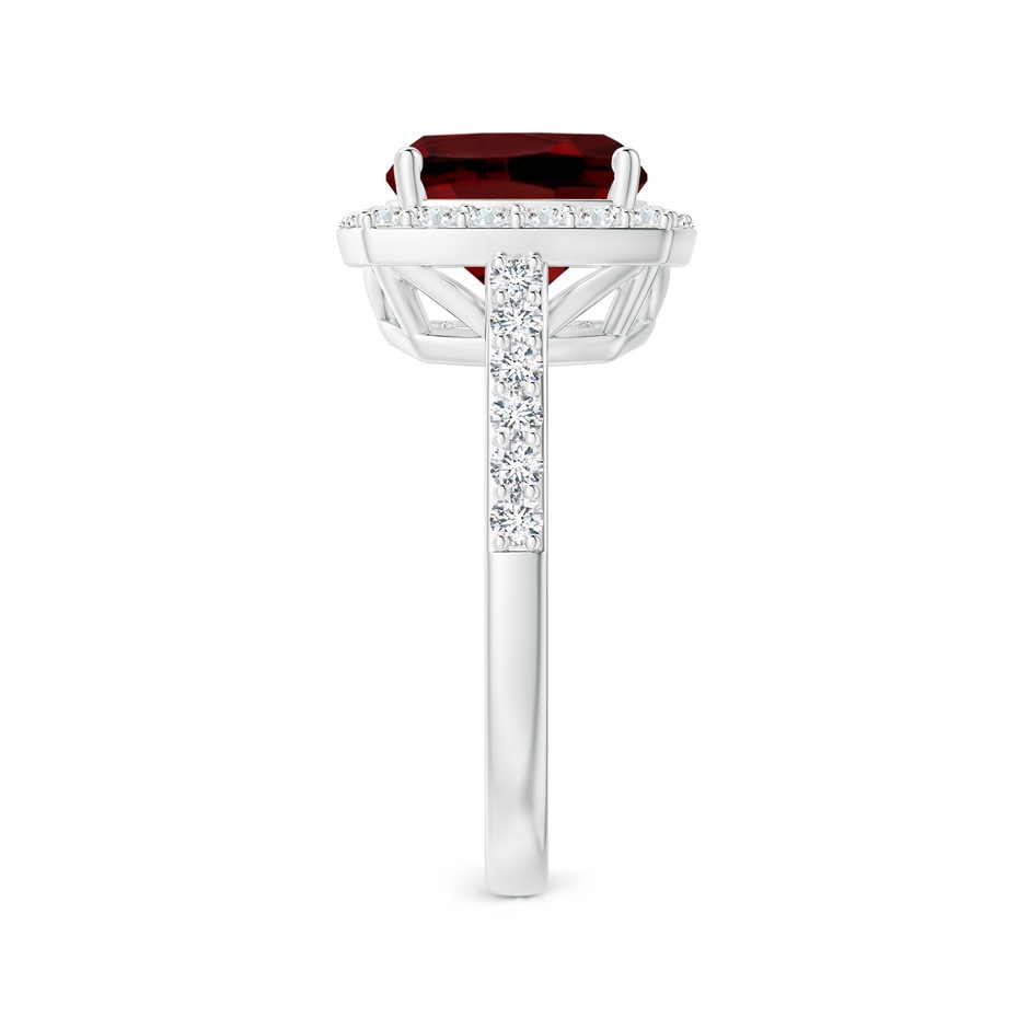 9mm AAAA Cushion Garnet Engagement Ring with Diamond Halo in White Gold side 2