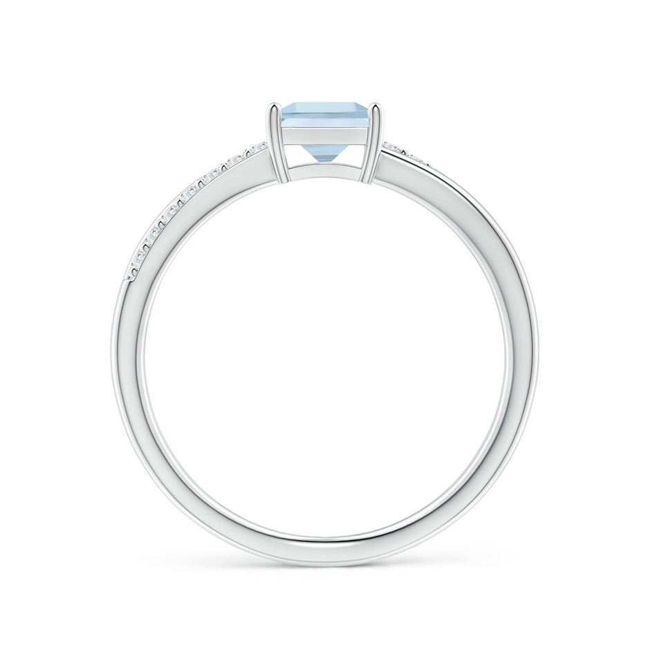 5mm AA Square Aquamarine Crossover Shank Ring with Diamonds in P950 Platinum side 1