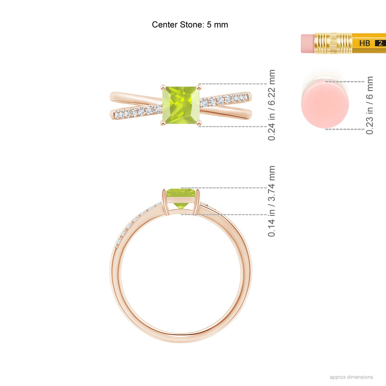 A - Peridot / 0.82 CT / 14 KT Rose Gold