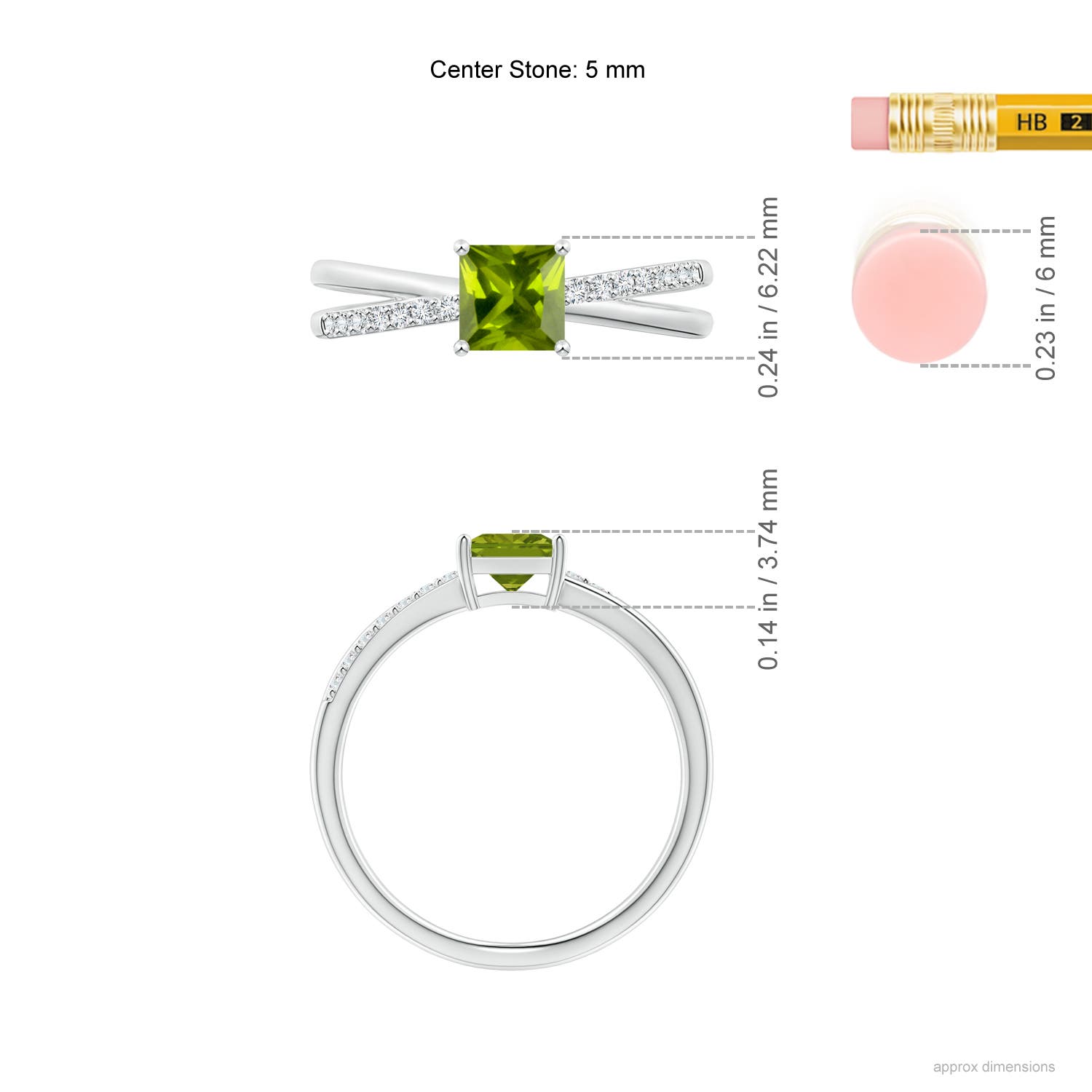 AAA - Peridot / 0.82 CT / 14 KT White Gold