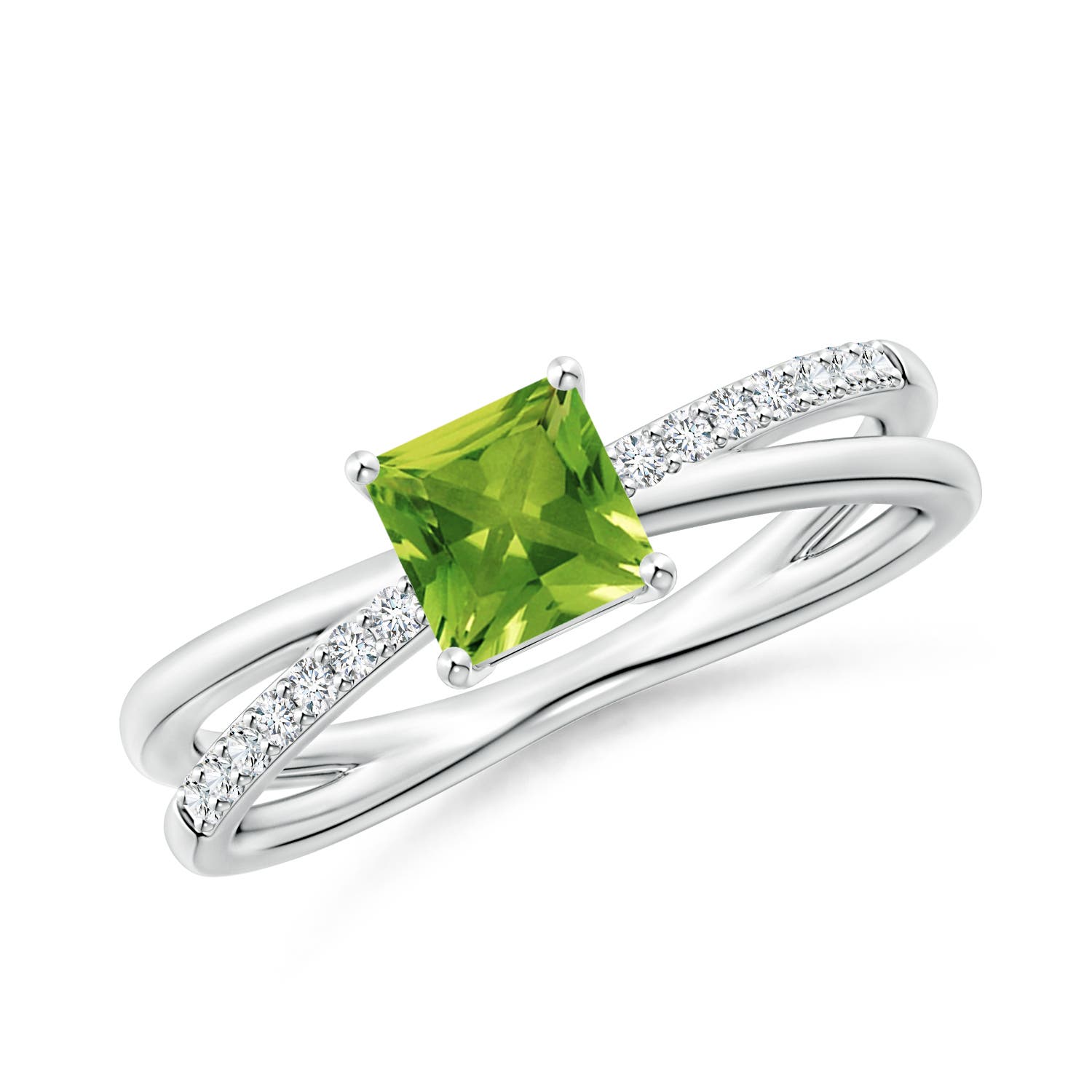 AAAA - Peridot / 0.82 CT / 14 KT White Gold