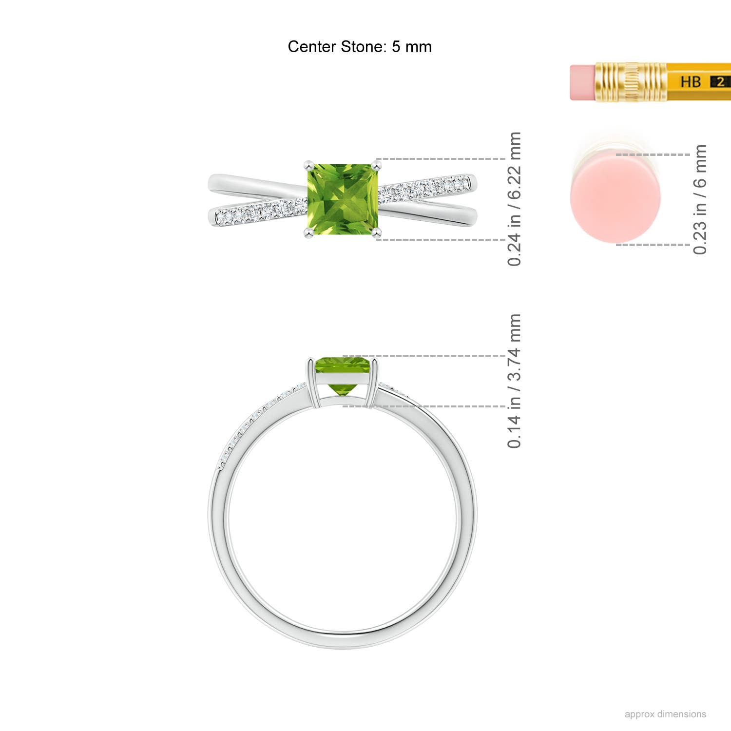 AAAA - Peridot / 0.82 CT / 14 KT White Gold