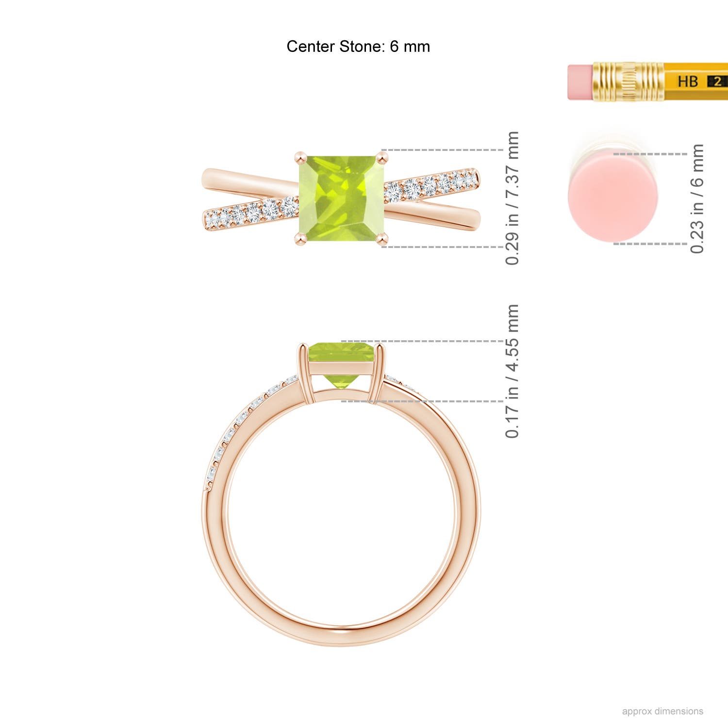 A - Peridot / 1.3 CT / 14 KT Rose Gold