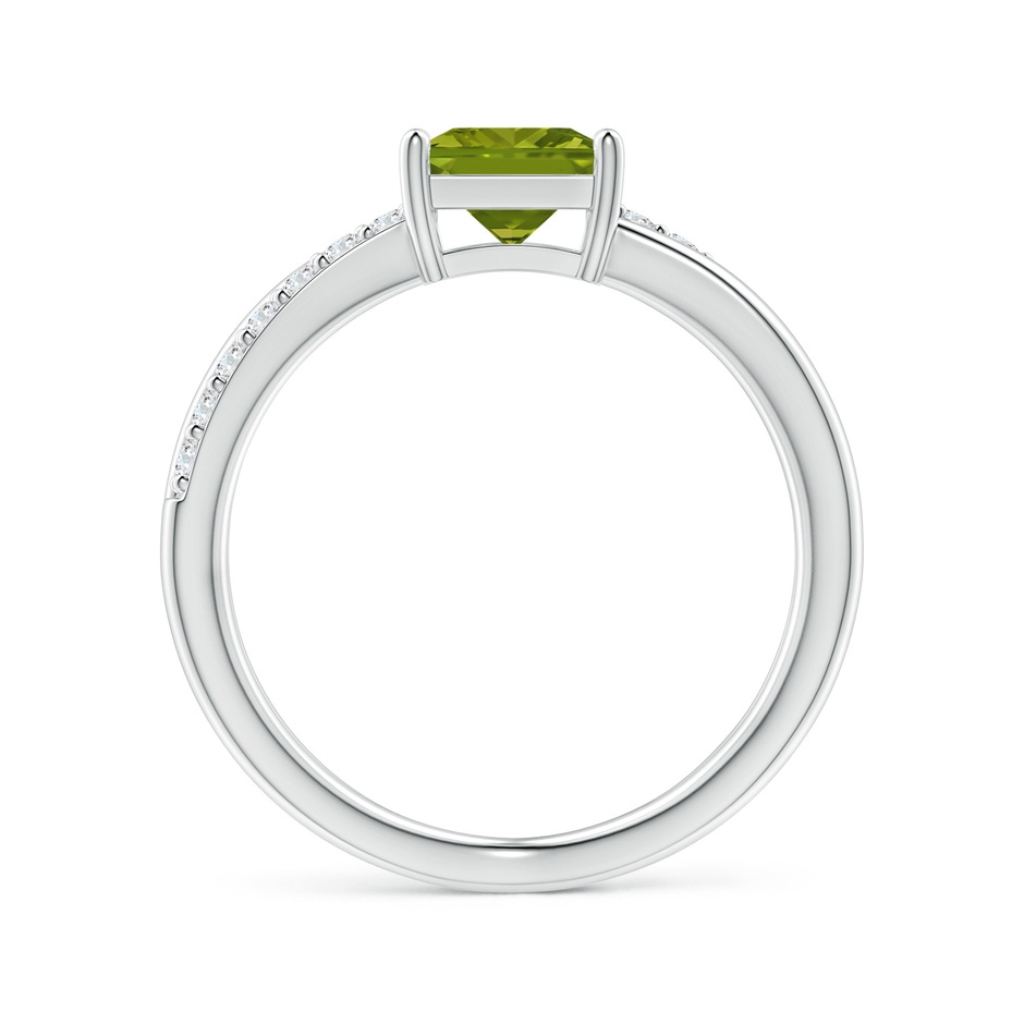 6mm AAA Square Peridot Crossover Shank Ring with Diamonds in White Gold side 1