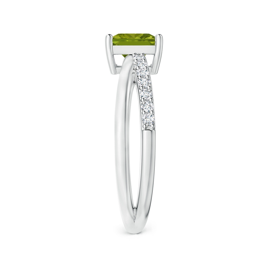 6mm AAA Square Peridot Crossover Shank Ring with Diamonds in White Gold side 2