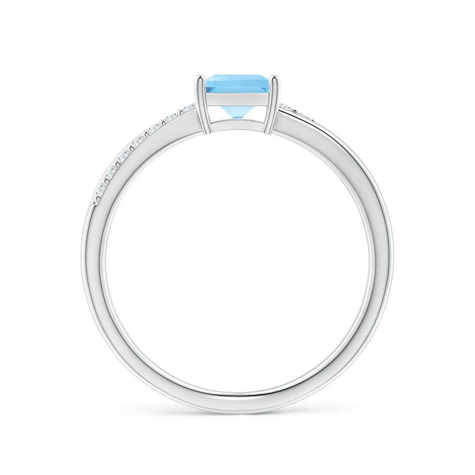5mm A Square Swiss Blue Topaz Crossover Shank Ring with Diamonds in P950 Platinum side 1
