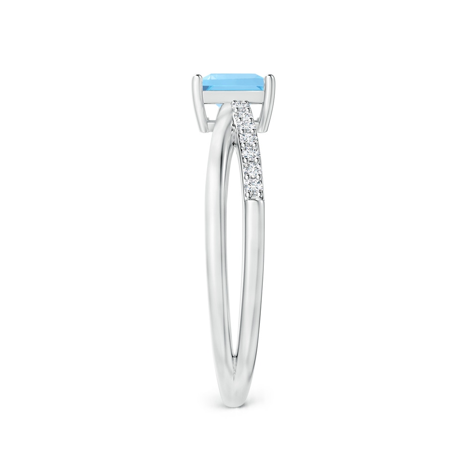 5mm A Square Swiss Blue Topaz Crossover Shank Ring with Diamonds in P950 Platinum side 2