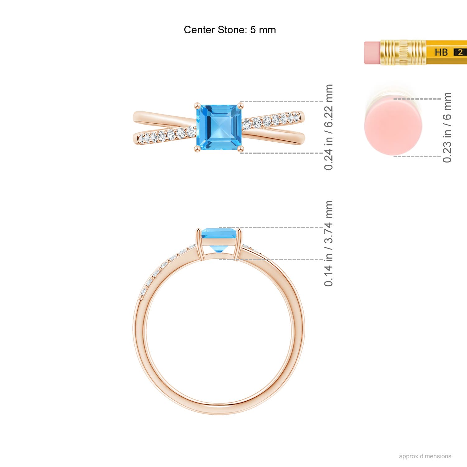 AAA - Swiss Blue Topaz / 0.92 CT / 14 KT Rose Gold