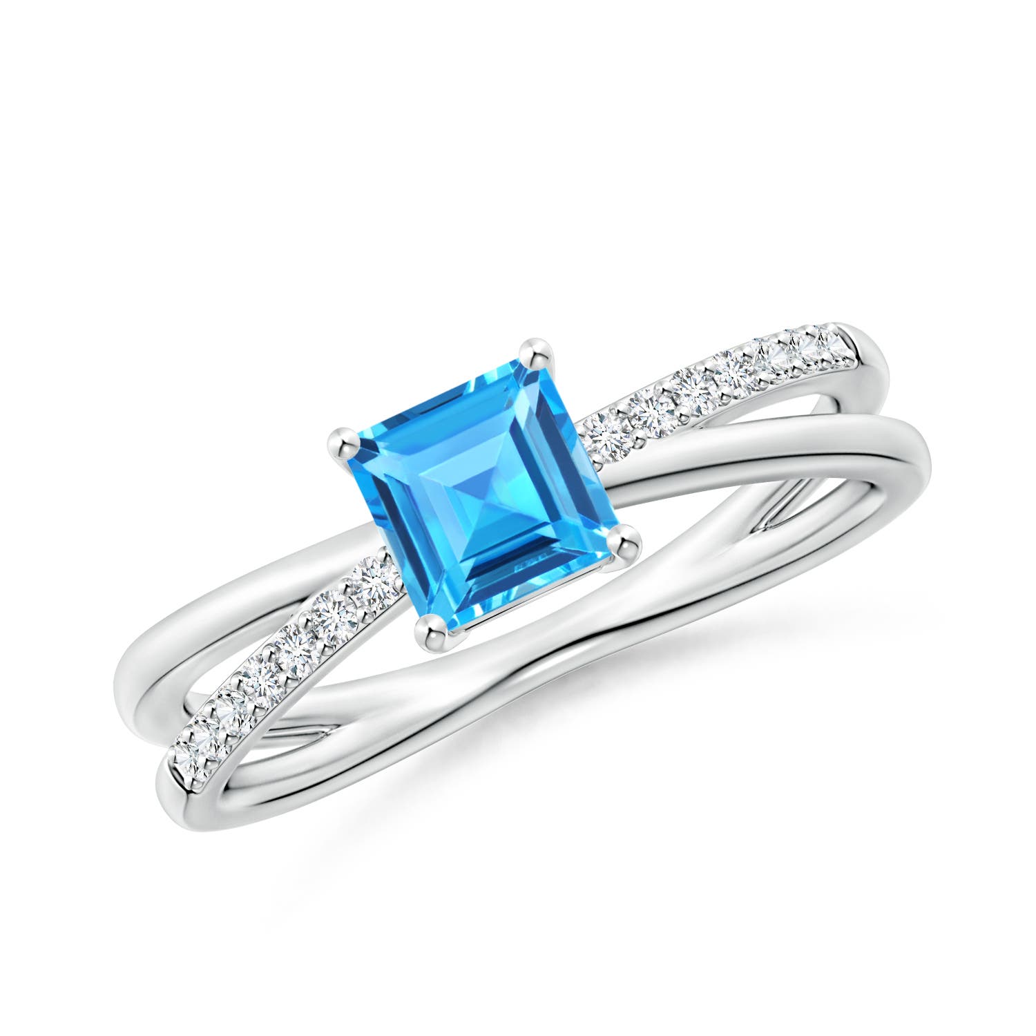 AAAA - Swiss Blue Topaz / 0.92 CT / 14 KT White Gold