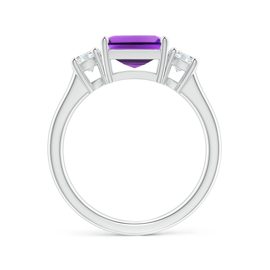 8mm AAA Square Emerald-Cut Amethyst and Diamond Three Stone Ring in White Gold side 1