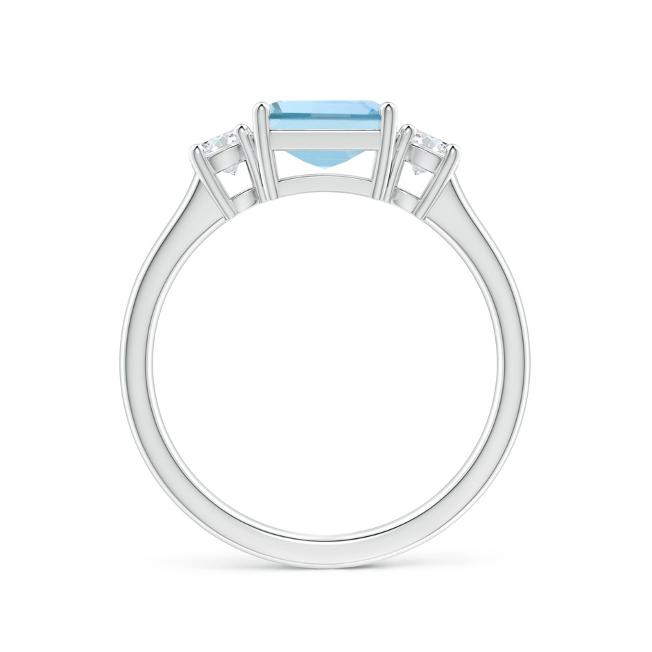 7mm AAA Square Emerald-Cut Aquamarine and Diamond Three Stone Ring in White Gold side 1