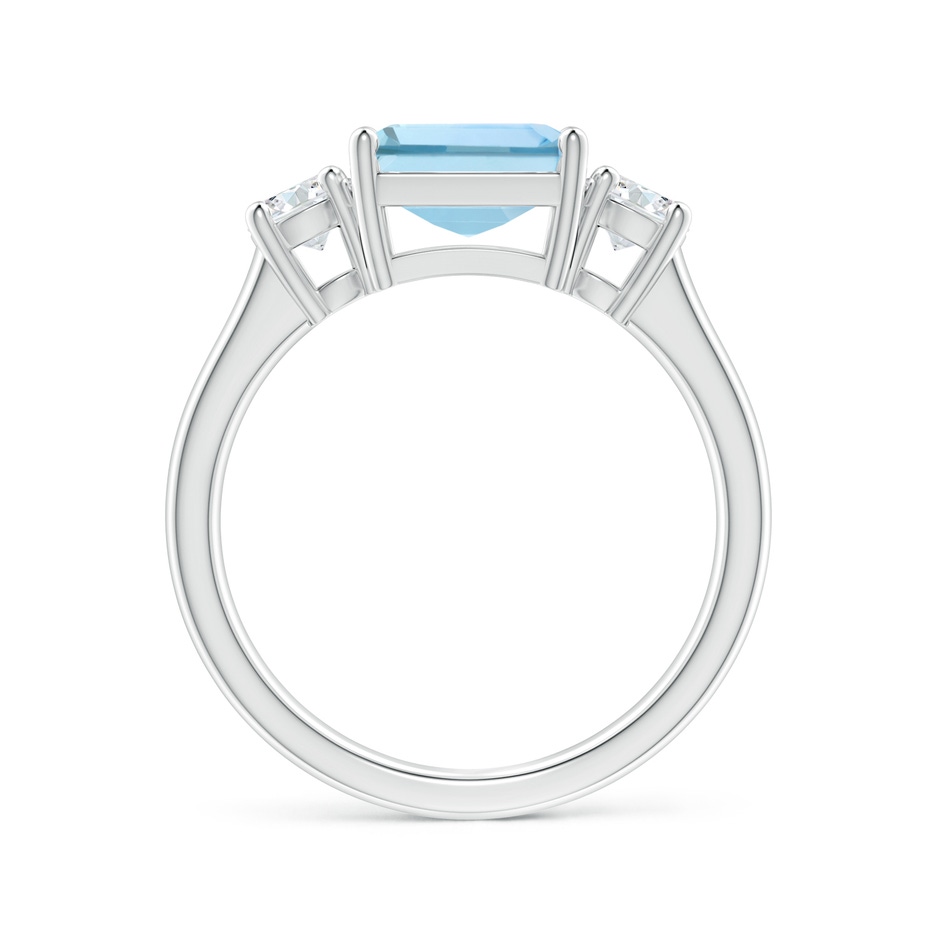 8mm AAA Square Emerald-Cut Aquamarine and Diamond Three Stone Ring in White Gold side 1