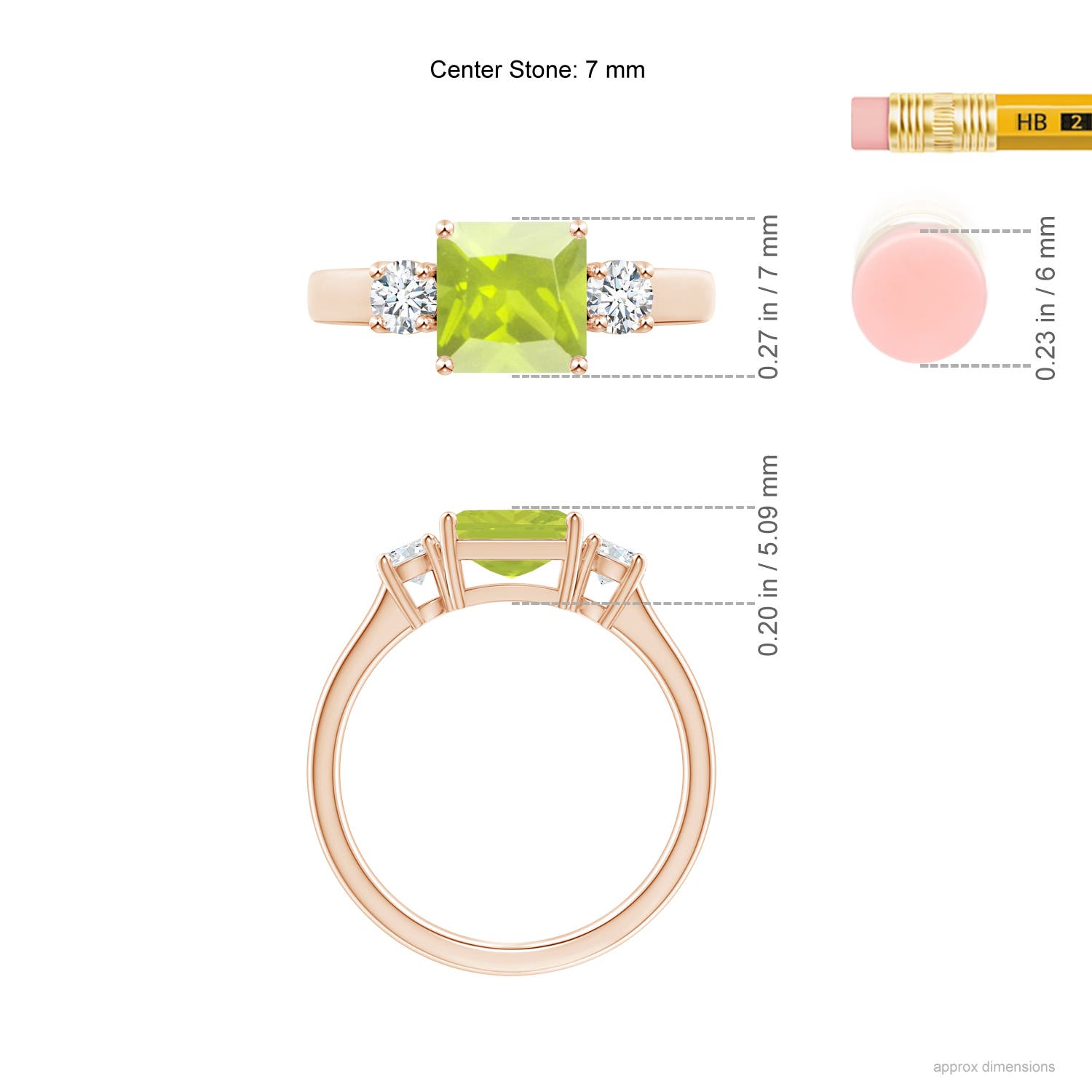 A - Peridot / 1.62 CT / 14 KT Rose Gold