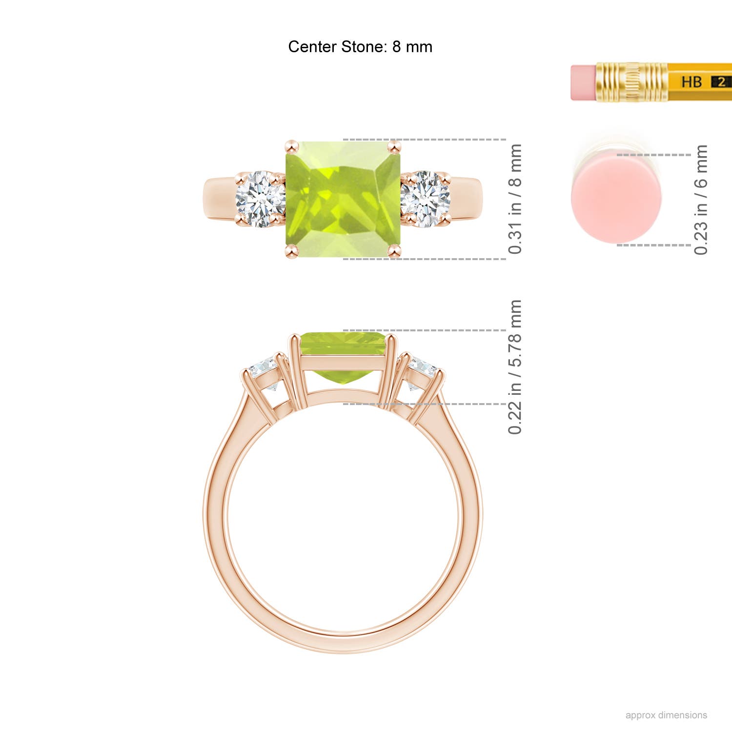 A - Peridot / 2.46 CT / 14 KT Rose Gold