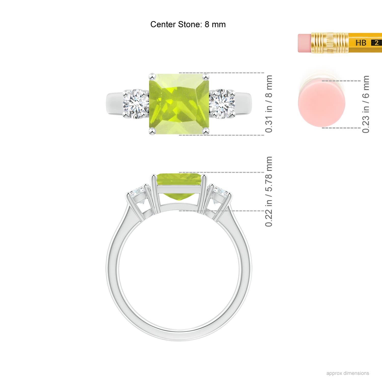 A - Peridot / 2.46 CT / 14 KT White Gold