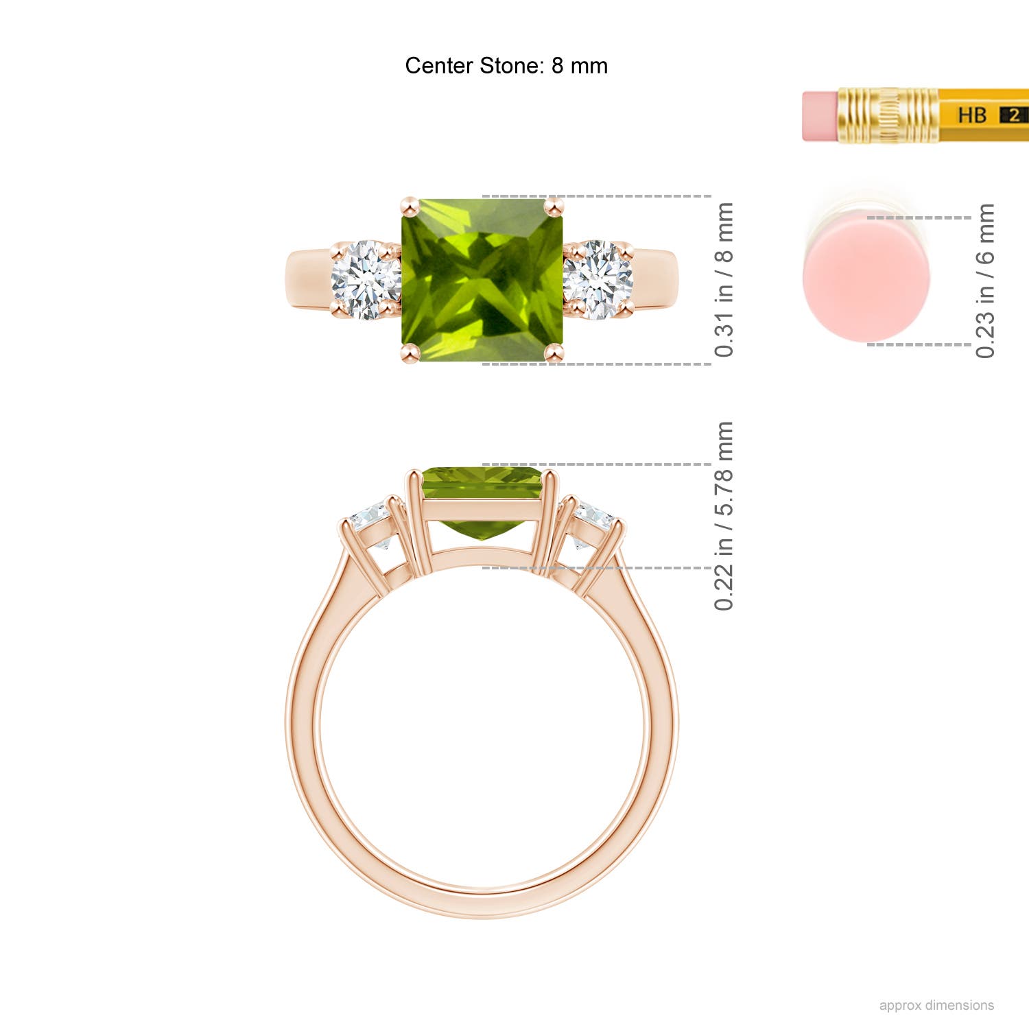 AAA - Peridot / 2.46 CT / 14 KT Rose Gold