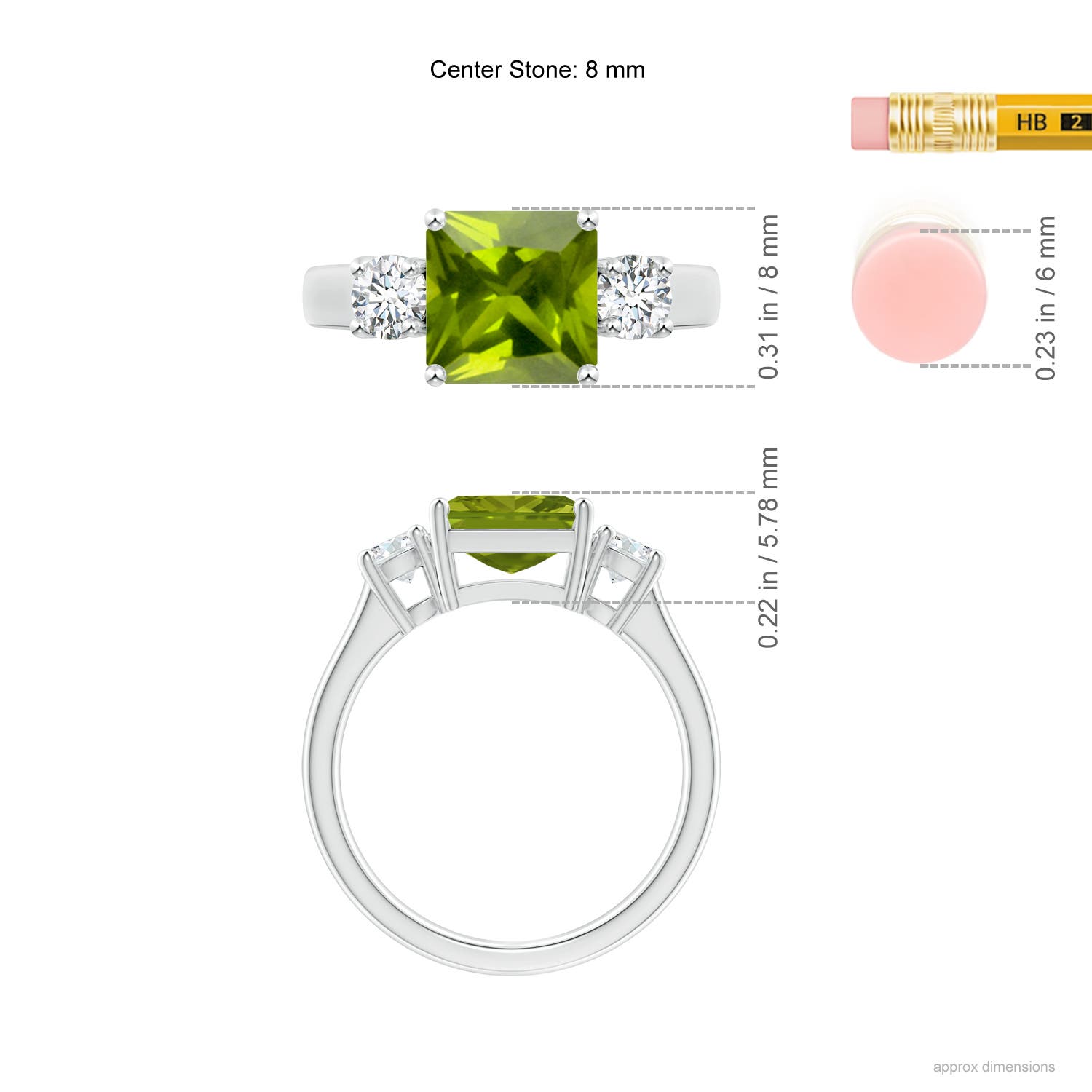 AAA - Peridot / 2.46 CT / 14 KT White Gold