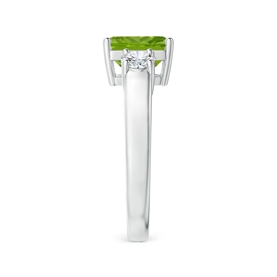 8mm AAAA Square Emerald-Cut Peridot and Diamond Three Stone Ring in P950 Platinum side 2