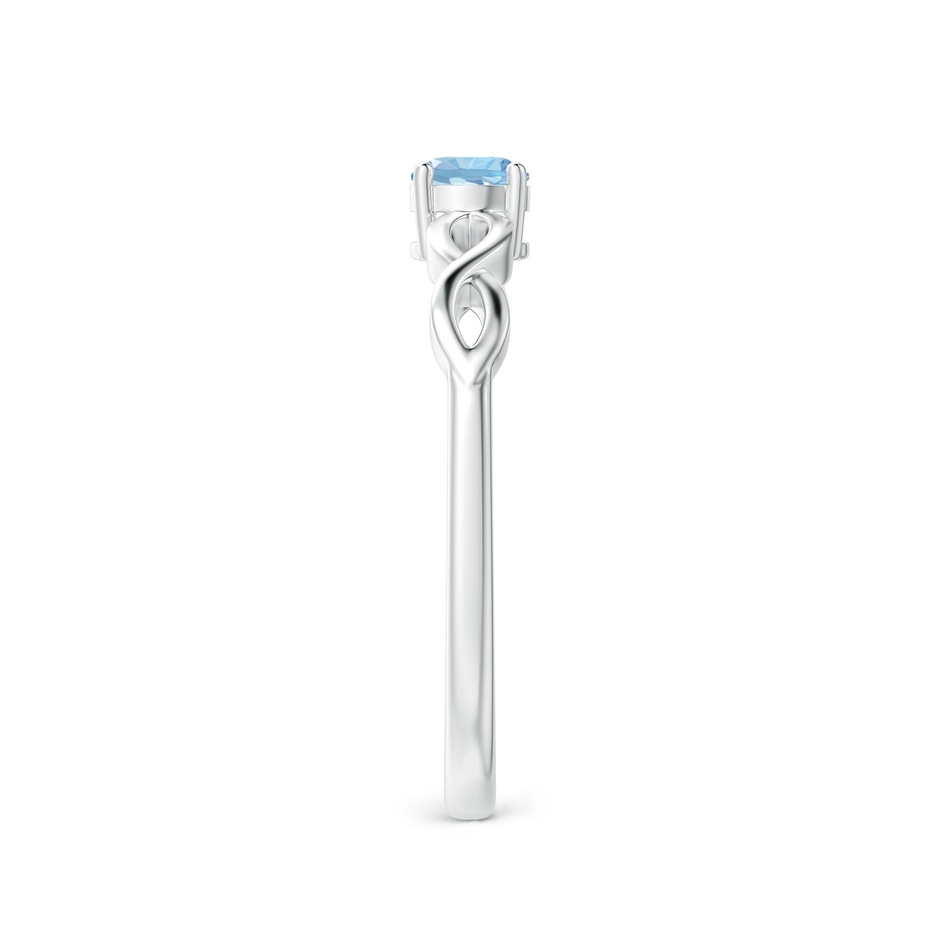 4mm AAA Solitaire Aquamarine Infinity Shank Ring in White Gold side 2