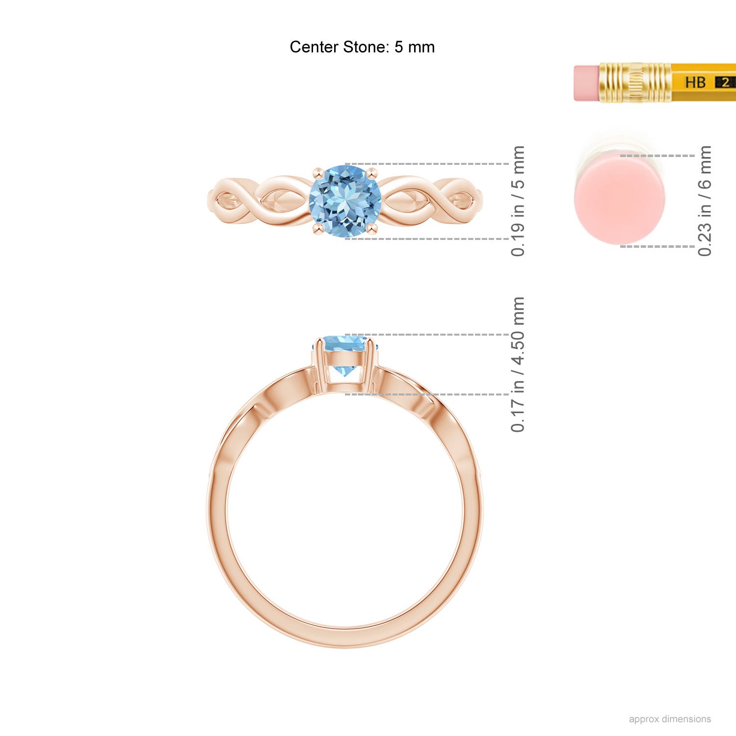 AAAA - Aquamarine / 0.4 CT / 14 KT Rose Gold