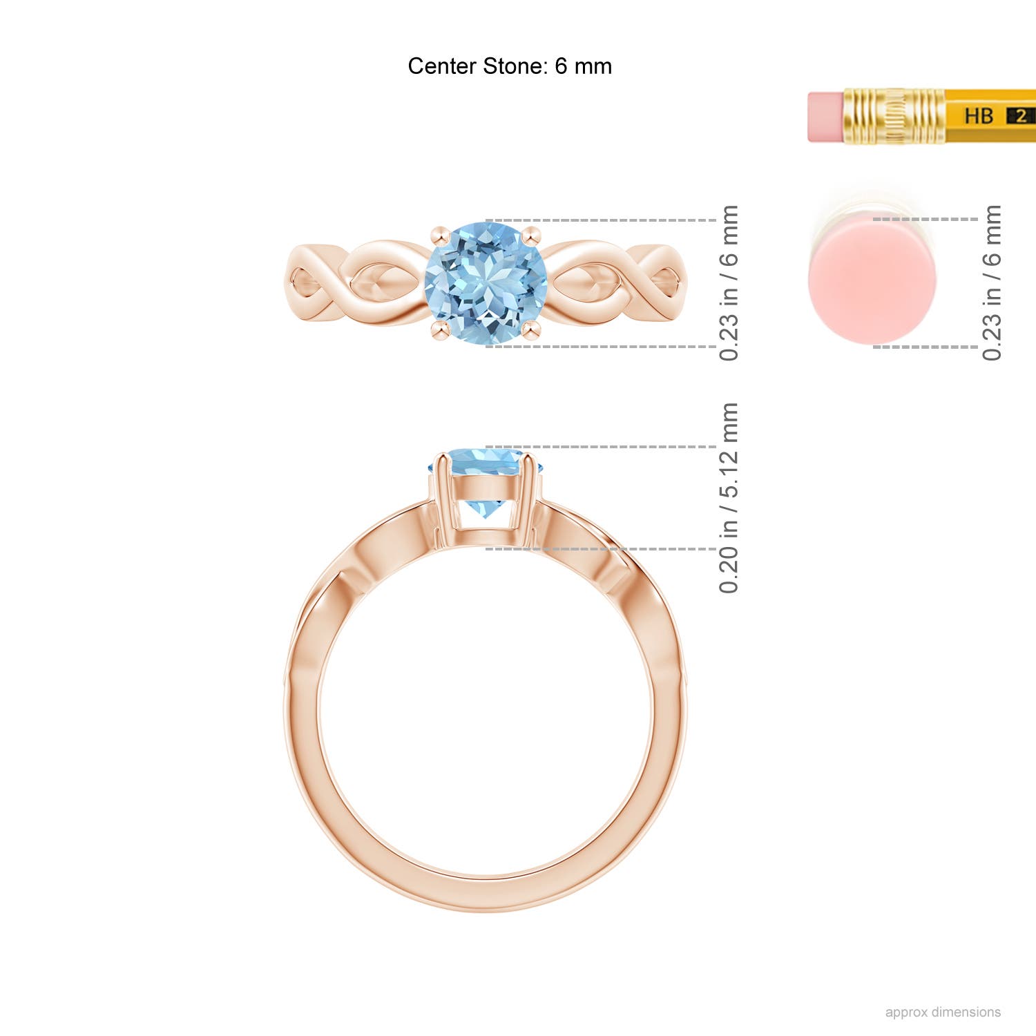 AAAA - Aquamarine / 0.72 CT / 14 KT Rose Gold