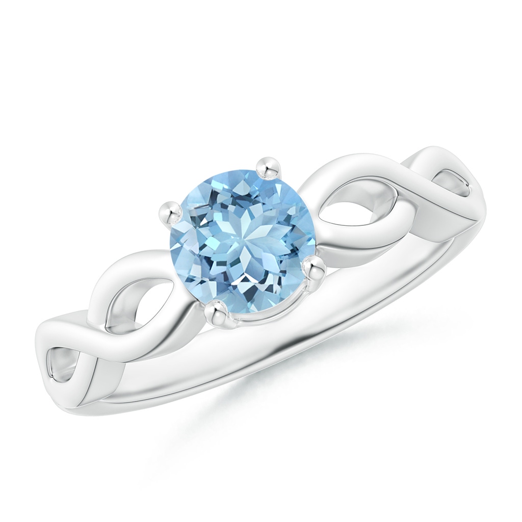 6mm AAAA Solitaire Aquamarine Infinity Shank Ring in White Gold