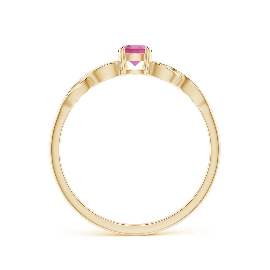 4mm AAA Solitaire Pink Tourmaline Infinity Shank Ring in Yellow Gold side 1
