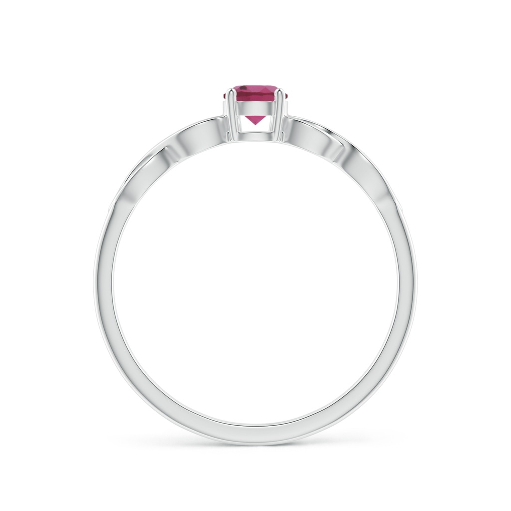4mm AAAA Solitaire Pink Tourmaline Infinity Shank Ring in P950 Platinum Side 1