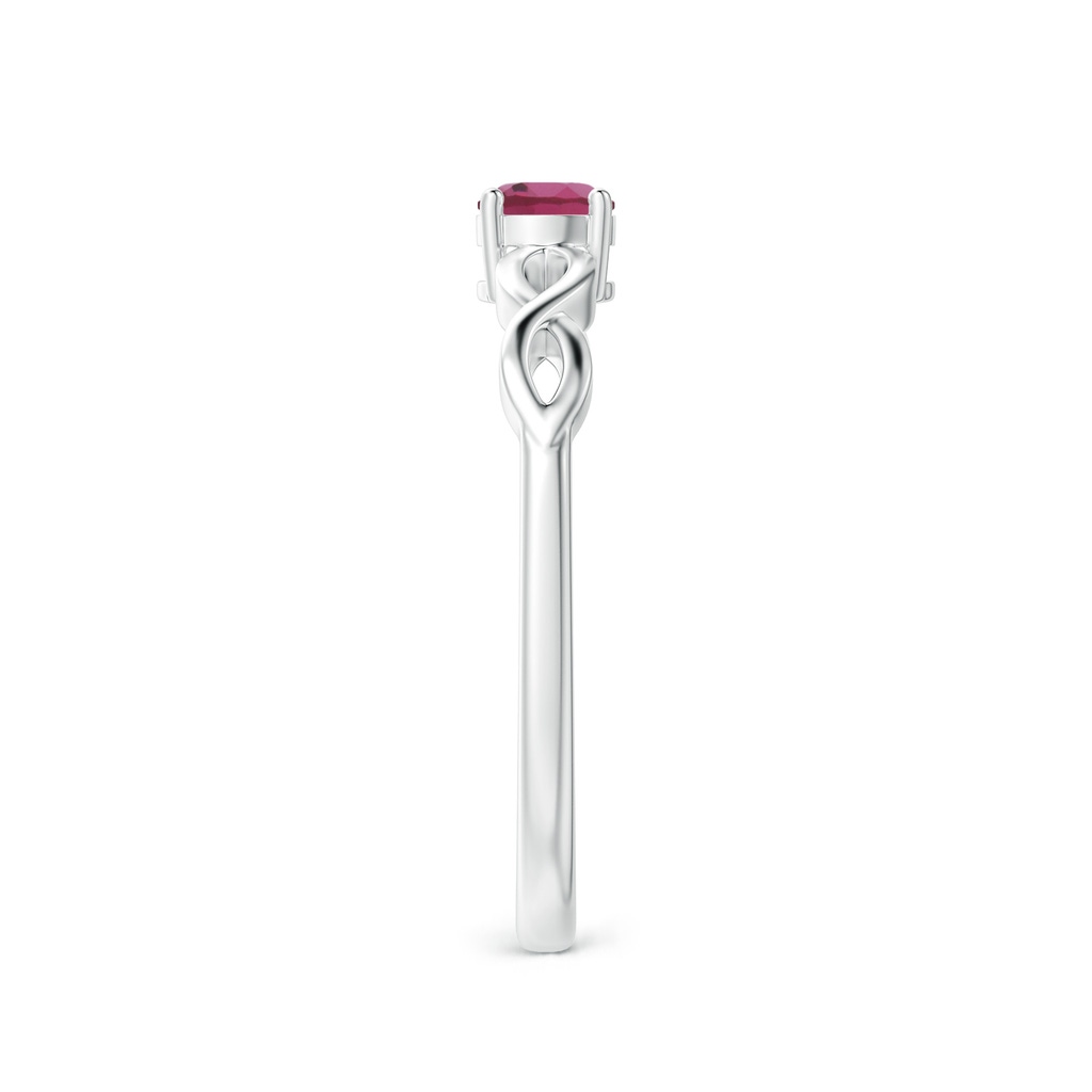 4mm AAAA Solitaire Pink Tourmaline Infinity Shank Ring in P950 Platinum Side 2