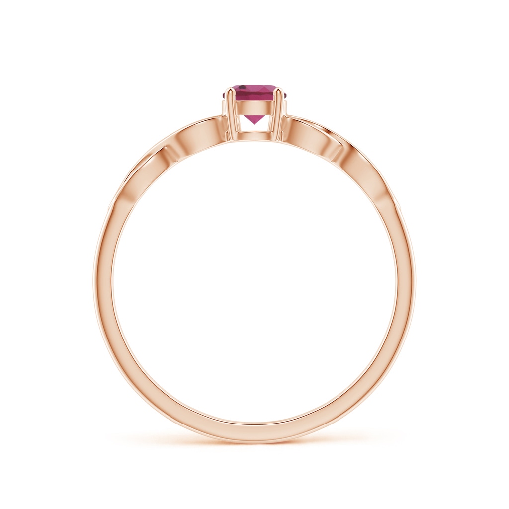 4mm AAAA Solitaire Pink Tourmaline Infinity Shank Ring in Rose Gold - side 1