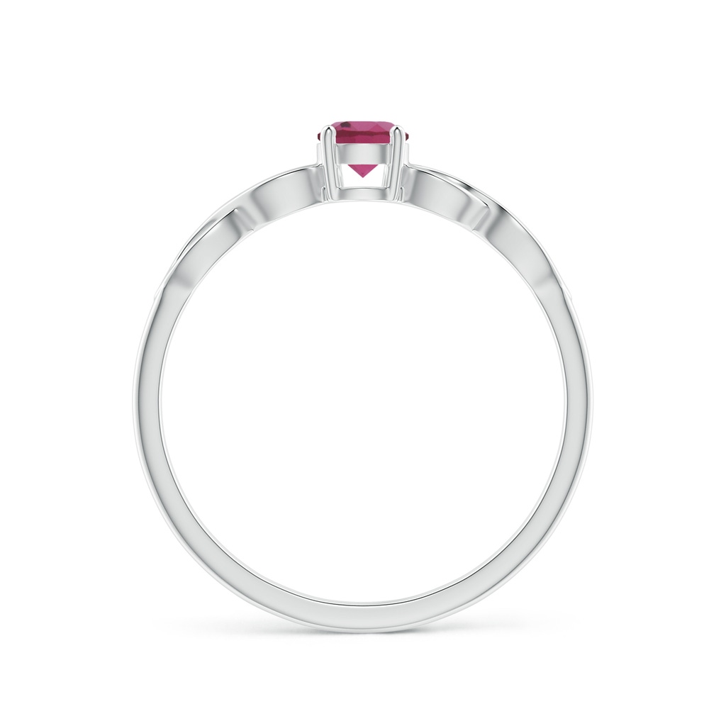 4mm AAAA Solitaire Pink Tourmaline Infinity Shank Ring in White Gold - side 1