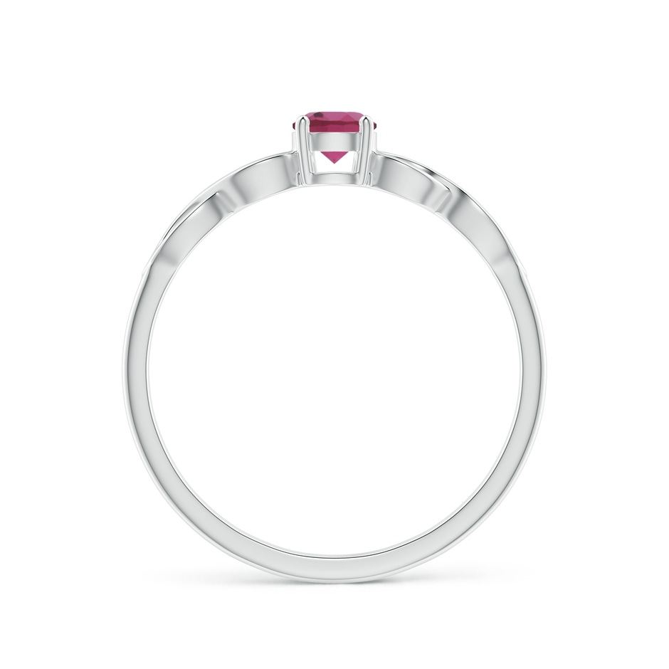 4mm AAAA Solitaire Pink Tourmaline Infinity Shank Ring in White Gold side 1