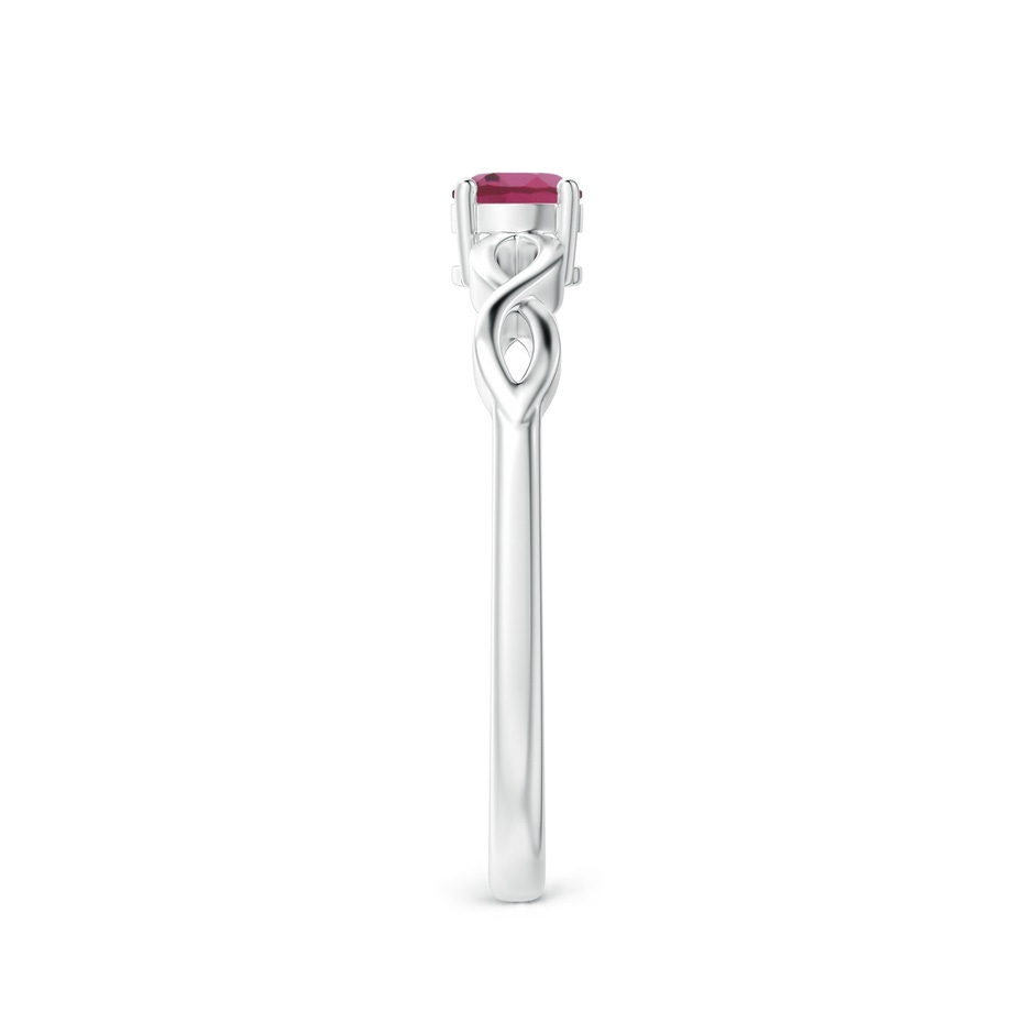 4mm AAAA Solitaire Pink Tourmaline Infinity Shank Ring in White Gold side 2