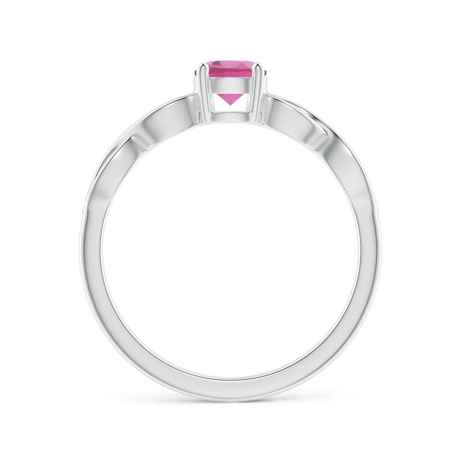 5mm AAA Solitaire Pink Tourmaline Infinity Shank Ring in White Gold side 1