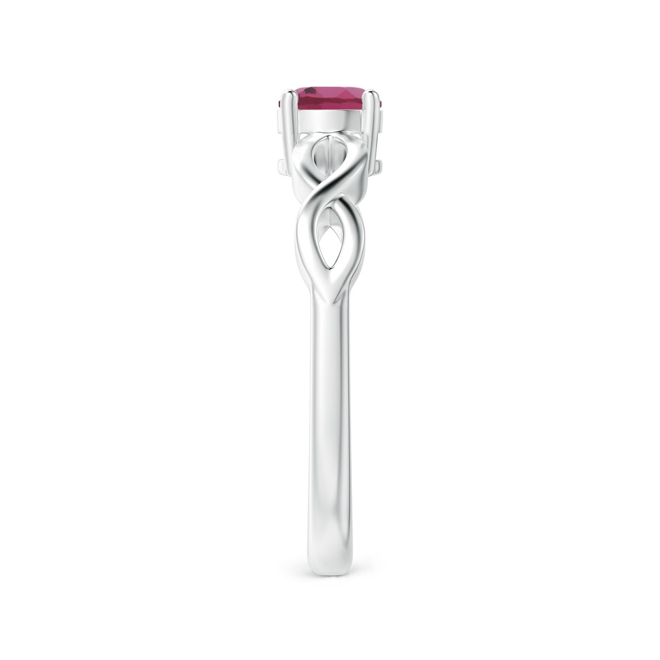 5mm AAAA Solitaire Pink Tourmaline Infinity Shank Ring in White Gold side 2