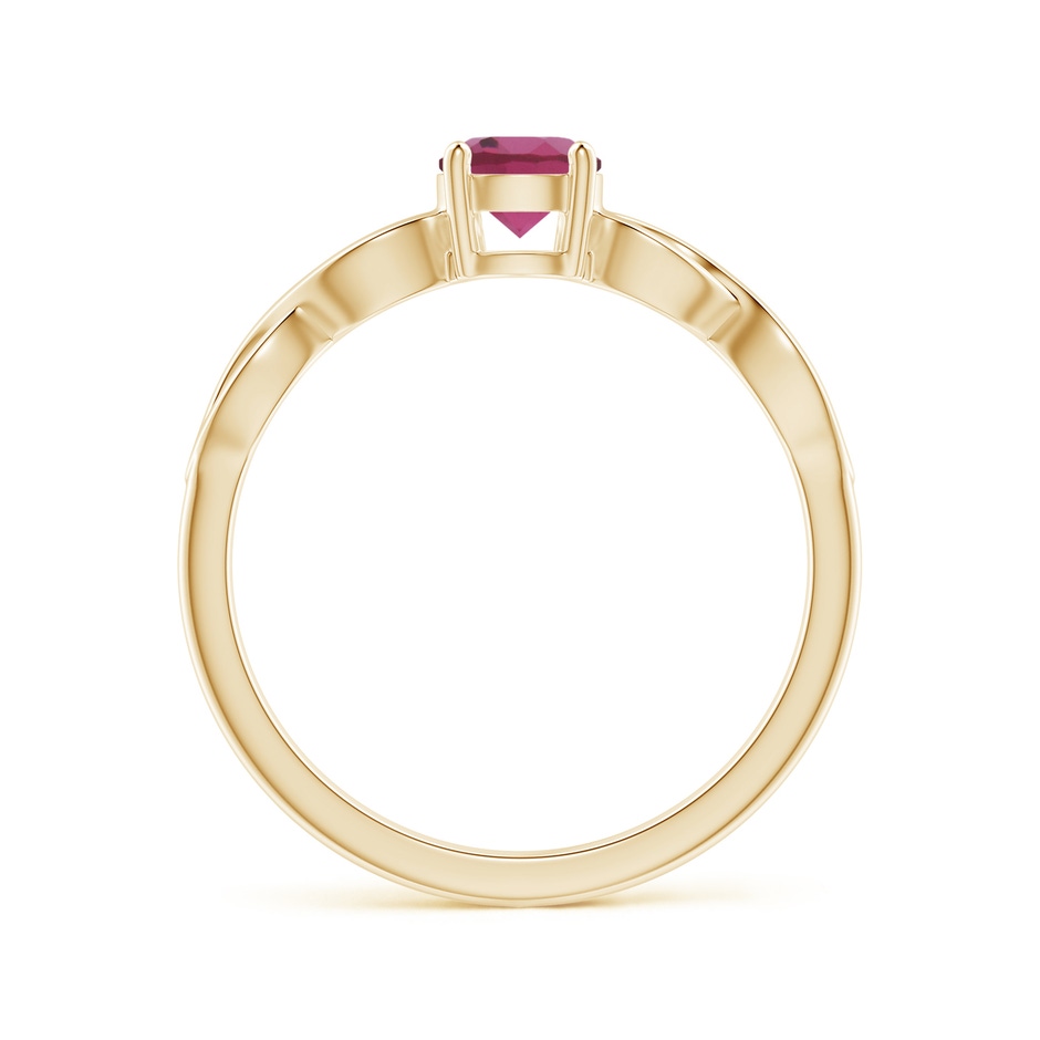 5mm AAAA Solitaire Pink Tourmaline Infinity Shank Ring in Yellow Gold side 1