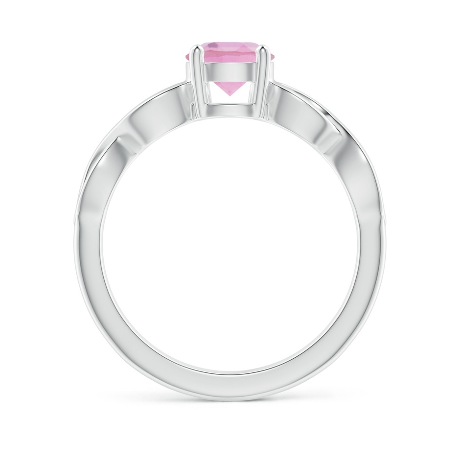 6mm A Solitaire Pink Tourmaline Infinity Shank Ring in White Gold side 1