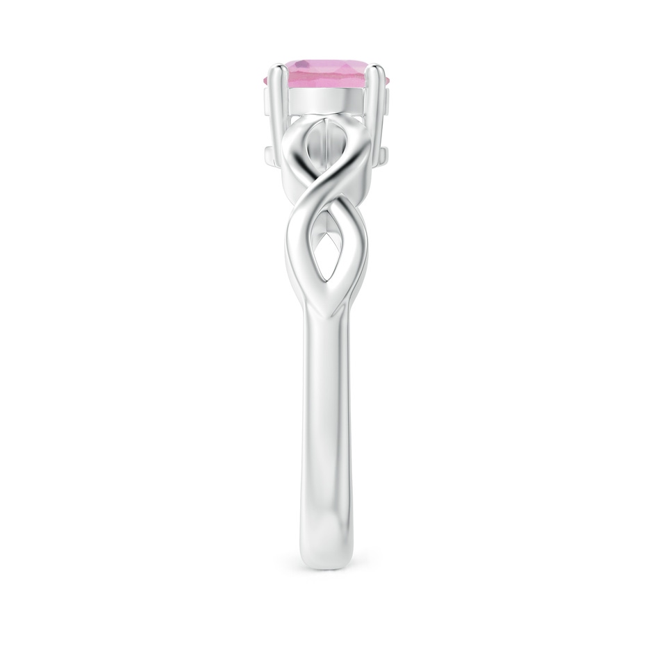 6mm A Solitaire Pink Tourmaline Infinity Shank Ring in White Gold side 2