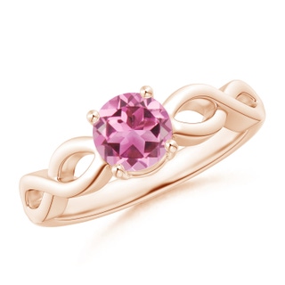 6mm AAA Solitaire Pink Tourmaline Infinity Shank Ring in Rose Gold