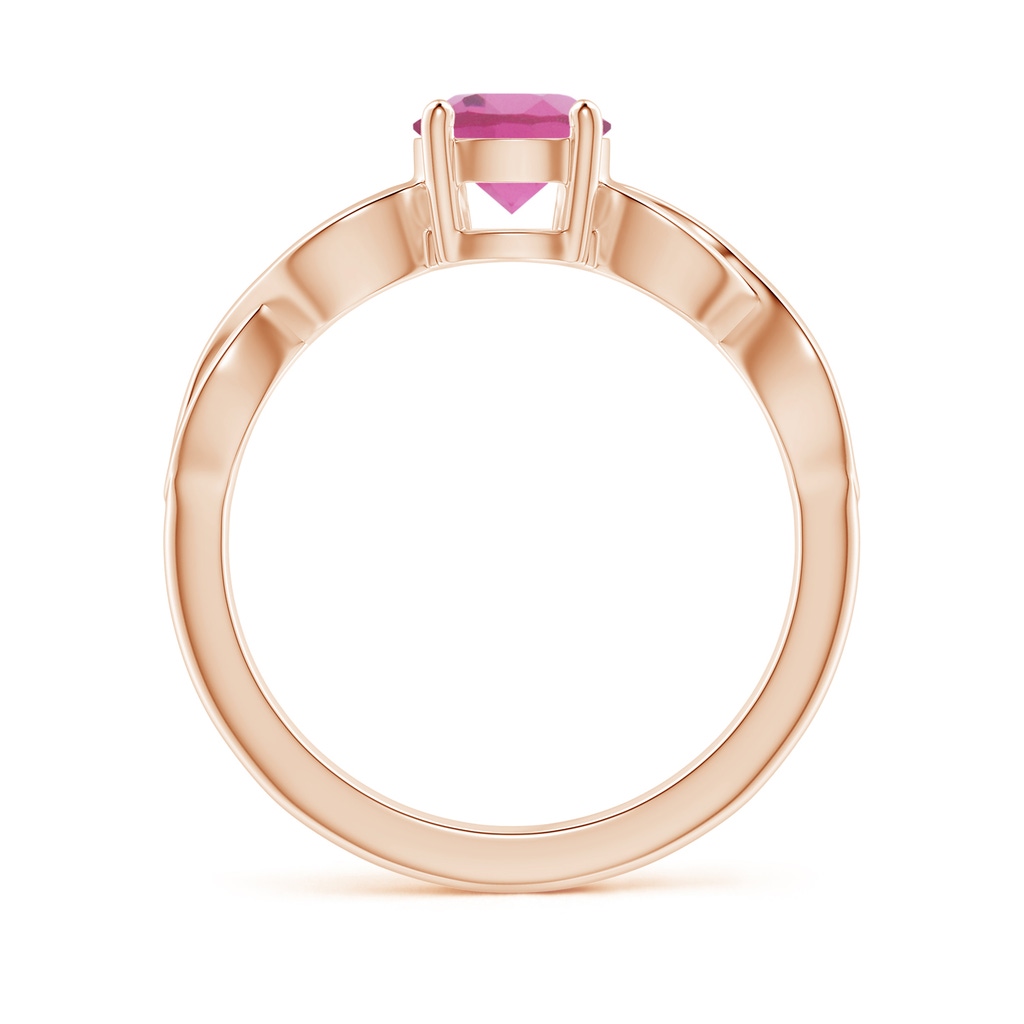 6mm AAA Solitaire Pink Tourmaline Infinity Shank Ring in Rose Gold Side 1